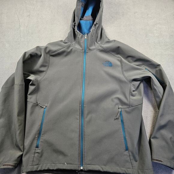 The North Face Apex Bionic Jacket Mens XL Grey Blue Softshell Hoodie - Picture 1 of 15